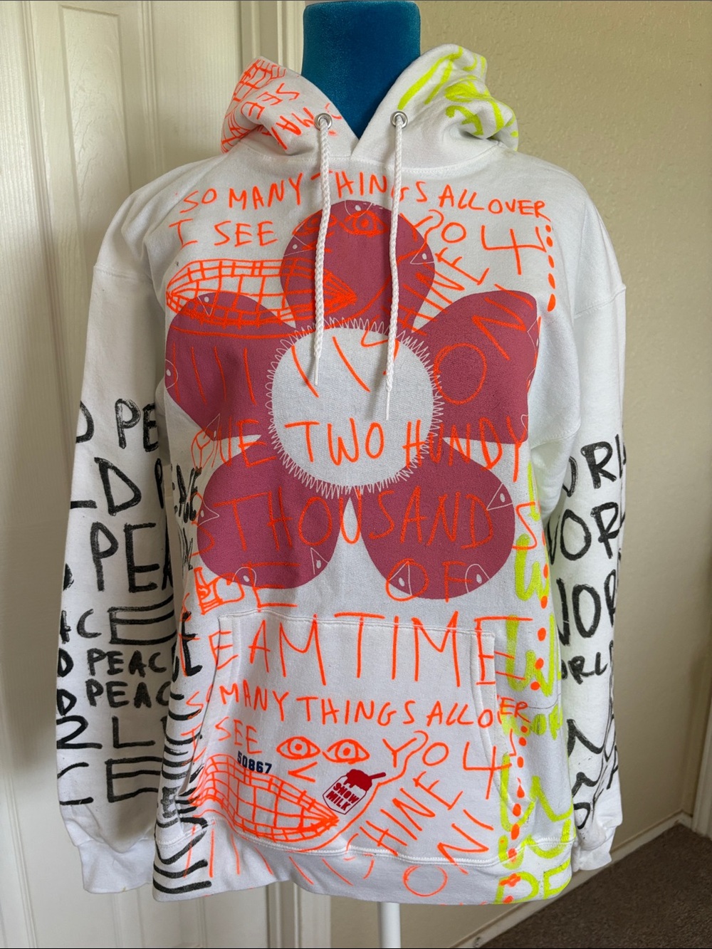 Snow Milk OOAK Upcycled Hoodie serial # 50867